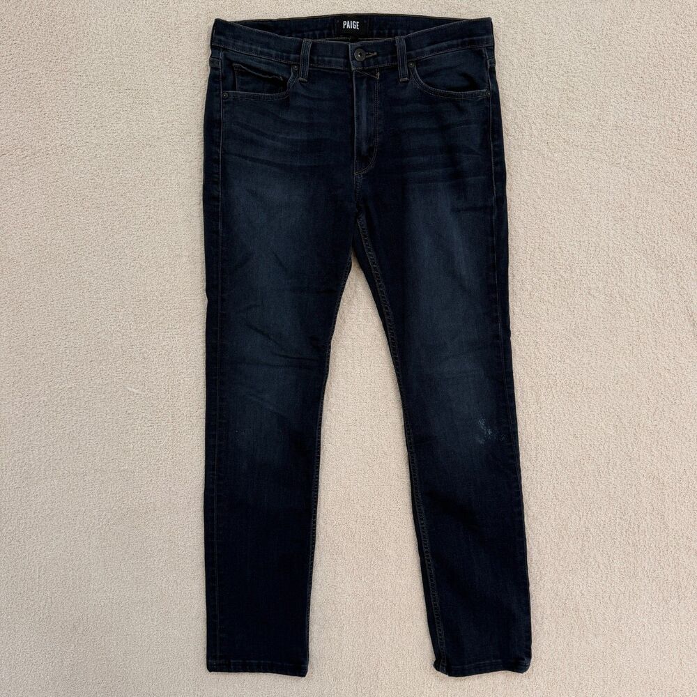 PAIGE Lennox Jeans Mens 32 Dark Wash Slim Fit Stretch Denim Made in USA 32x27